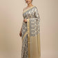 BEIGE PURE MUNGA SILK PRINTED SAREE WITH ZARI BORDER