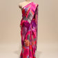 BRIGHT PINK PURE SATIN PRINTED SAREE