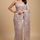 BABY PINK SEQUINS NET SAREE WITH READYMADE BLOUSE EMBELLISHED WITH CUTDANA & SEQUINS WORK (DELIVERY IN 25 DAYS)