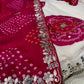 WHITE & RANI PINK GEORGETTE OJARIYA LEHENGA EMBELLISHED WITH GOTA PATTI WORK