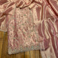 ROSE GOLD COLOUR PURE TISSUE EMBROIDERED UNSTITCHED SUIT WITH ZARDOZI & BEAD WORK (DELIVERY IN 20 DAYS)