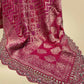 RANI COLOUR BANDHANI KHADDI DUPATTA WITH HAND-EMBROIDERED BORDER