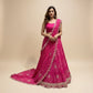 HOT PINK PURE GEORGETTE OJARIYA BANDHANI LEHENGA EMBELLISHED WITH GOTA PATTI & ZARDOZI WORK