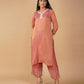 (DELIVERY IN 20 DAYS) RUST COLOUR TISSUE SUIT SET WITH SEQUINS EMBROIDERY, MATCHING PANTS & DUPATTA