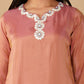 (DELIVERY IN 20 DAYS) RUST COLOUR TISSUE SUIT SET WITH SEQUINS EMBROIDERY, MATCHING PANTS & DUPATTA