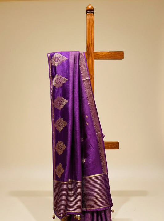 PURPLE DOLA SILK ZARI STRIPE SAREE