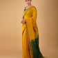 MUSTARD MAHESHWARI SAREE WITH BOTTLE GREEN CONTRAST PALLA & BLOUSE