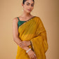 MUSTARD MAHESHWARI SAREE WITH BOTTLE GREEN CONTRAST PALLA & BLOUSE