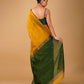 MUSTARD MAHESHWARI SAREE WITH BOTTLE GREEN CONTRAST PALLA & BLOUSE