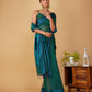 BOTTLE GREEN MAHESHWARI SAREE WITH PEACOCK BLUE RESHAM BORDER & PALLA