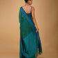 BOTTLE GREEN MAHESHWARI SAREE WITH PEACOCK BLUE RESHAM BORDER & PALLA