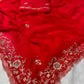 RED PURE CHIFFON EMBROIDERED SAREE WITH SEQUINS & CUTDANA WORK - Kothari Sons