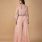 (DELIVERY IN 20 DAYS) LIGHT PINK ORGANZA INDO-WESTERN SET WITH SEQUINS EMBROIDERY AND FLARED PANTS
