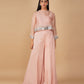 (DELIVERY IN 20 DAYS) LIGHT PINK ORGANZA INDO-WESTERN SET WITH SEQUINS EMBROIDERY AND FLARED PANTS