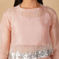 (DELIVERY IN 20 DAYS) LIGHT PINK ORGANZA INDO-WESTERN SET WITH SEQUINS EMBROIDERY AND FLARED PANTS