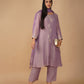 (DELIVERY IN 20 DAYS) MAUVE CRUSHED TISSUE READYMADE SUIT SET WITH ZARI EMBROIDERY PAIRED WITH PANTS & DUPATTA
