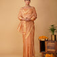 COPPER MOCK LENO WEAVE MAHESHWARI SAREE WITH PIANO PATTERN DRILL BORDER & MATCHING BLOUSE