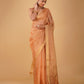 COPPER MOCK LENO WEAVE MAHESHWARI SAREE WITH PIANO PATTERN DRILL BORDER & MATCHING BLOUSE