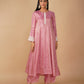 (DELIVERY IN 20 DAYS) DUSTY ROSE PINK TISSUE FABRIC READYMADE SUIT WITH PEARL EMBROIDERY, PALAZZO & DUPATTA