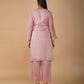 (DELIVERY IN 20 DAYS) PINK ZARDOZI EMBROIDERED SOFT GEORGETTE TISSUE SUIT WITH  PANTS & ORGANZA DUPATTA
