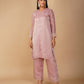 (DELIVERY IN 20 DAYS) PINK ZARDOZI EMBROIDERED SOFT GEORGETTE TISSUE SUIT WITH  PANTS & ORGANZA DUPATTA