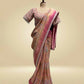 PINK BANARASI BROCADE SAREE WITH READYMADE BLOUSE EMBELLISHED WITH SEQUINS & ZARDOZI WORK