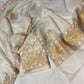 OFF WHITE CHANDERI UNSTITCHED SUIT SET (2 PIECE -KURTA & DUPATTA)