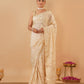 OFF WHITE PARSI (GARA) EMBROIDERED ORGANZA SAREE