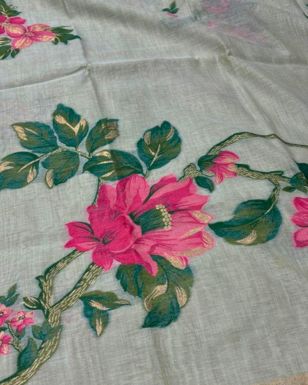 LIGHT SEA GREEN COLOUR JAMDANI DHAKAI COTTON SAREE