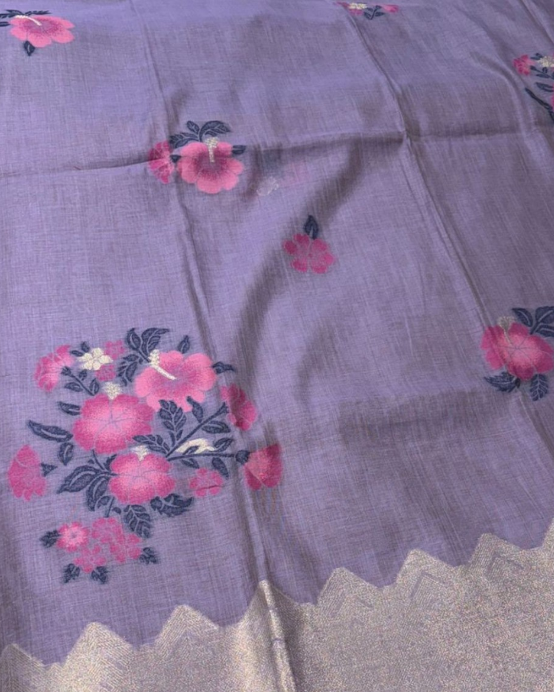 LILAC COLOUR JAMDANI DHAKAI COTTON SAREE