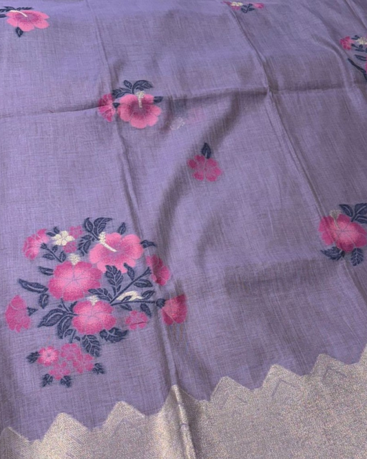 LILAC COLOUR JAMDANI DHAKAI COTTON SAREE