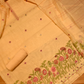 PEACH BLOSSOM RESHAM WEAVE MUNGA SILK UNSTITCHED SUIT WITH BEADS, GLASS TUBES & SEQUINS EMBROIDERY