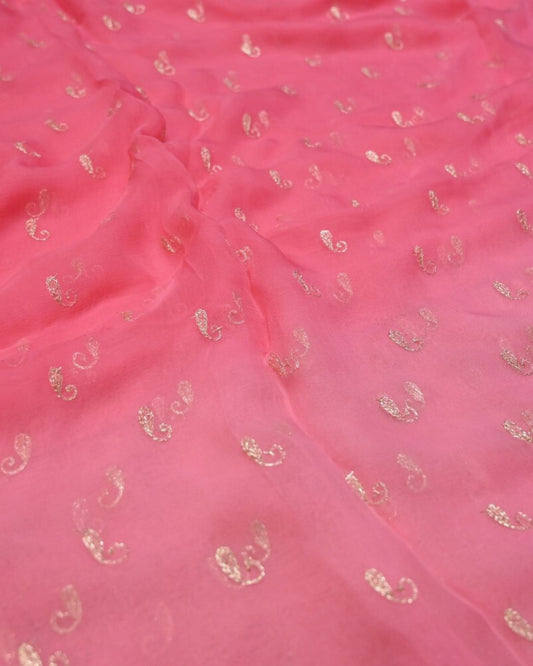 SHADED HOT PINK COLOUR, 30 GRAMS - PLANT BASED CHIFFON SAREE WITH AARI EMBROIDERY