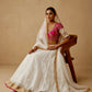 WHITE COLOUR CREPE SILK LEHENGA WITH CONTRAST READYMADE BLOUSE & ORGANZA DUPATTA EMBELLISHED WITH GOTA PATTI WORK