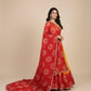 YELLOW–RED SHADED SILK BANDHANI LEHENGA WITH GOTA PATTI WORK