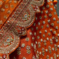 ORANGE BRIDAL LEHENGA WITH AARI ZARDOZI & PEARL HAND EMBROIDERY