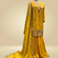 SUNFLOWER YELLOW TISSUE SHARARA SUIT EMBELLISHED WITH BEADS & THREAD WORK (DELIVERY IN 20 DAYS)