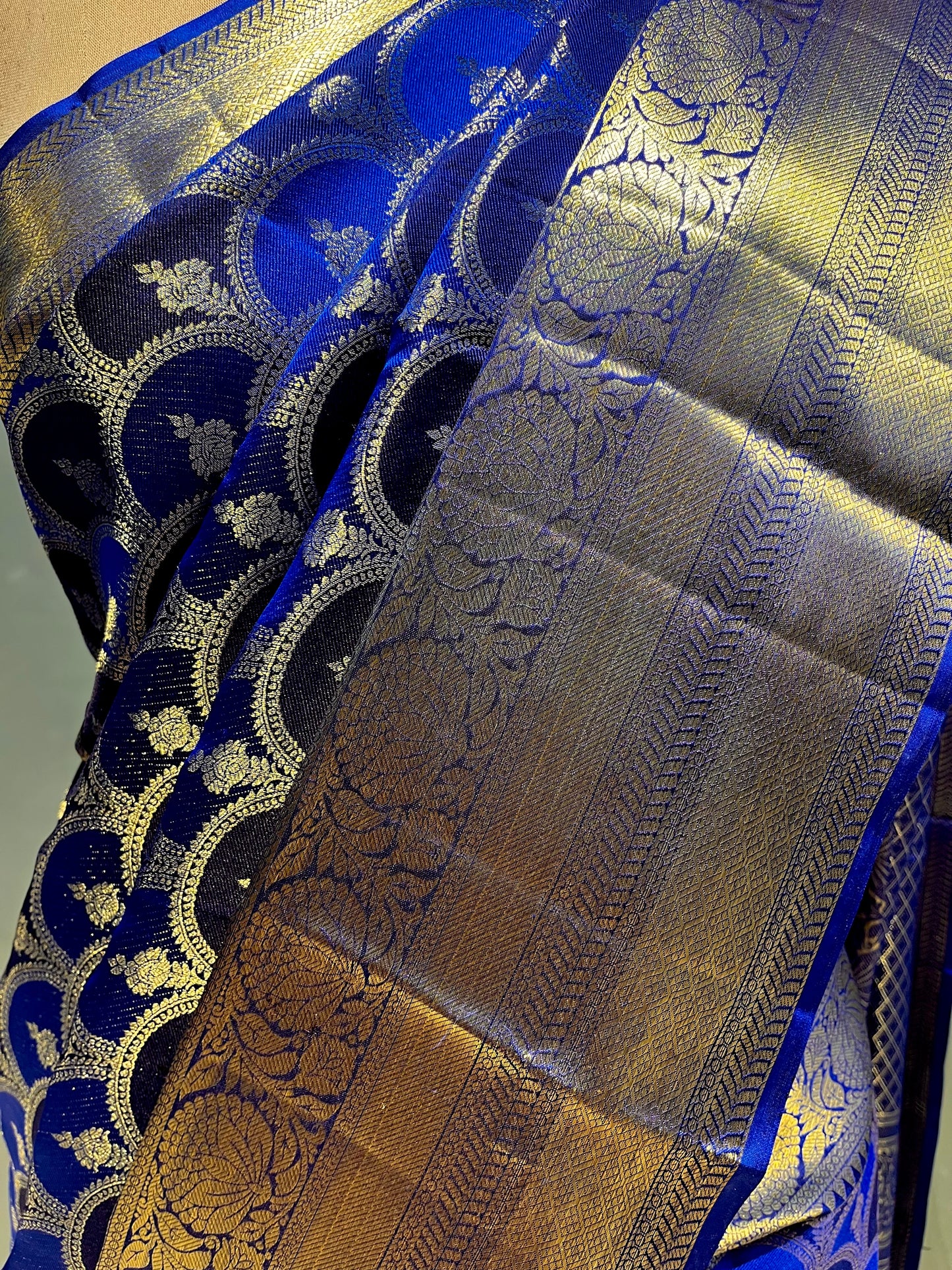 SAPPHIRE BLUE PURE KANJIVARAM SILK SAREE