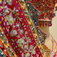 MULTICOLOURED CHINON SAREE EMBELLISHED WITH SEQUINS & BEADS WORK, PAIRED WITH A READYMADE BLOUSE