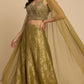MEHENDI GREEN BROCADE TISSUE PALAZZO PANT WITH BEADS & SEQUINS EMBELLISHED CROP TOP AND DUPATTA