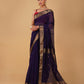(Deliver in 15days) PURPLE MAHESHWARI SAREE WITH 3-INCH DIAMOND DRILL BORDER