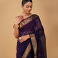 (Deliver in 15days) PURPLE MAHESHWARI SAREE WITH 3-INCH DIAMOND DRILL BORDER