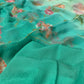 TURQUOISE COLOUR SHADED CHIFFON FLORAL PRINTED SAREE