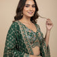 EMERALD GREEN CREPE SILK PICHWAI LEHENGA WITH AARI, DORI, MIRROR & SEQUINS WORK HIGHLIGHTS (DELIVERY IN 30 DAYS)