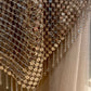 ROSE GOLD COLOUR SEQUINS NET SAREE WITH READYMADE BLOUSE