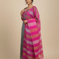 GREY & FUCHSIA PINK CHANDERI TISSUE SUIT EMBELLISHED WITH ZARDOZI WORK, PAIRED WITH A CRUSHED STRIPE DUPATTA