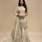 IVORY TISSUE KURTA WITH ZARI & SEQUINS EMBELLISHMENTS PAIRED WITH PALAZZO PANTS