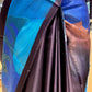 BLUE PURE SATIN PRINTED SAREE