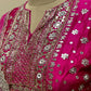 PURE SILK TIE-DYE SAREE WITH READYMDE BLOUSE EMBELLISHED WITH GOTA PATTI WORK - Kothari Sons