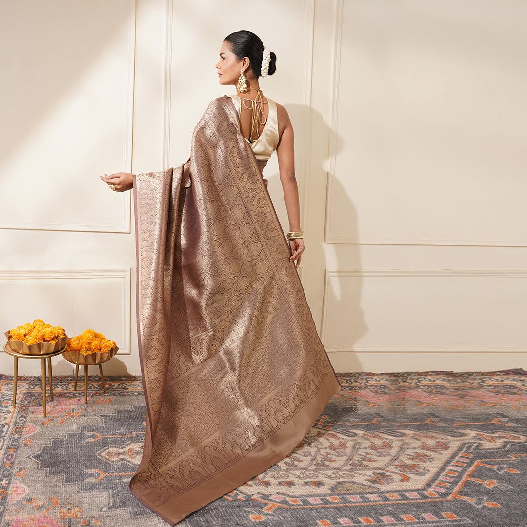 COFFEE COLOUR BANARASI BROCADE SAREE